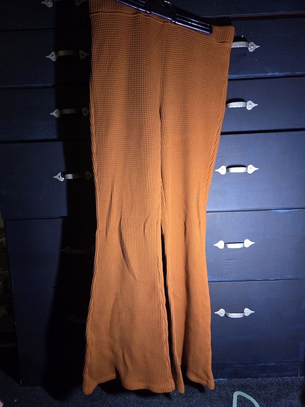 Aerie Waffle Knit Flare Lounge Pants Size Large Regular Burnt Orange